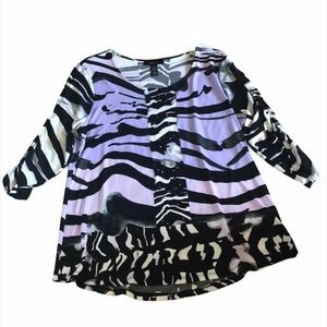 Black and lavender printed top size large